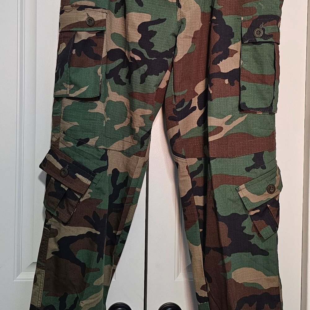 Camo Cargo Pants with Ankle Drawstrings - Size 42